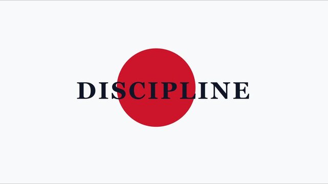 Discipline concept with red circle animation for motivational business and personal development projects 4k