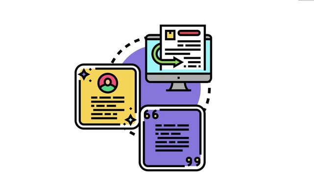 Processing a quotation or proposal, with a computer monitor displaying approval flow connected to client profile evaluation and testimonial or offer acceptance, business agreement