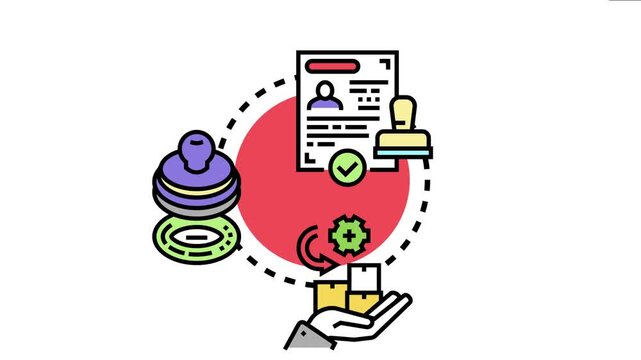 System depicting the process of official agreement, documentation validation, and status approval, concepts of authorization, ratification, and compliance