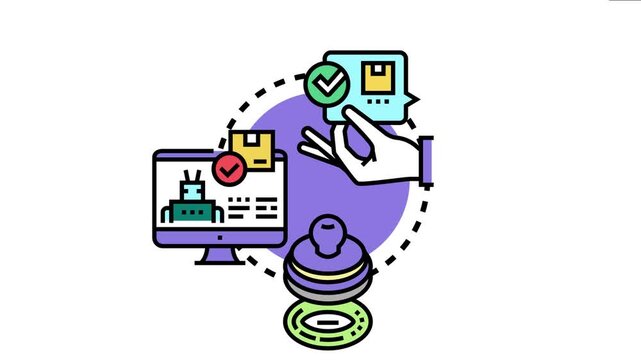 User acceptance testing cycle involving software development, product validation, and quality assurance through digital systems, automated processes, and final approval for delivery