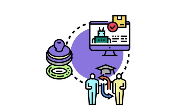 People engaging in an acceptance process, receiving approval, and achieving validation through digital platforms and official stamping, representing successful integration and confirmation