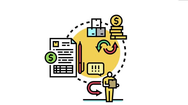 Person returning a product for a refund or exchange, with documents, money, and boxes the reverse logistics consumer process