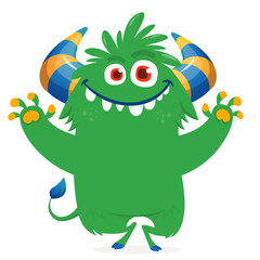 Fototapeta premium Cartoon Funny and Cute Monster creature with Scary Face Expression illustration for Halloween decoration or Package Design. Vector isolated on white 