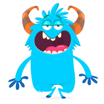 Cartoon Funny and Cute Monster creature with Scary Face Expression illustration for Halloween decoration or Package Design. Vector isolated on white 