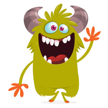 Cartoon Funny and Cute Monster creature with Scary Face Expression illustration for Halloween decoration or Package Design. Vector isolated on white 