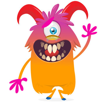 Cartoon Funny and Cute Monster creature with Scary Face Expression illustration for Halloween decoration or Package Design. Vector isolated on white 
