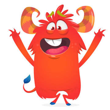 Cartoon Funny and Cute Monster creature with Scary Face Expression illustration for Halloween decoration or Package Design. Vector isolated on white 