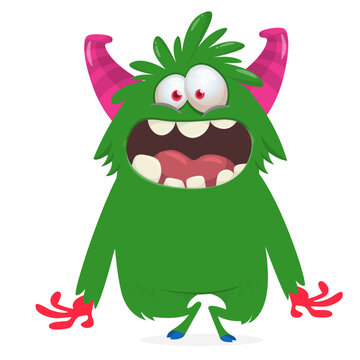 Cartoon Funny and Cute Monster creature with Scary Face Expression illustration for Halloween decoration or Package Design. Vector isolated on white 