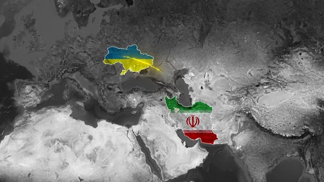 Iran Ukraine Geopolitical Conflict and Strategic Trajectory Map Animation
