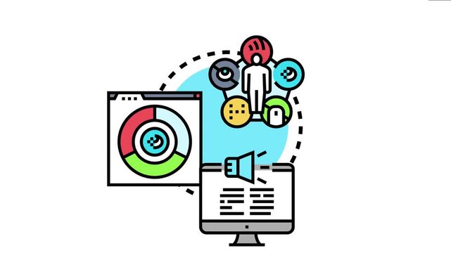 Accessible design blueprint a human figure with various accessible features connecting to a web browser window displaying a pie chart and a monitor showing text with a speaker icon