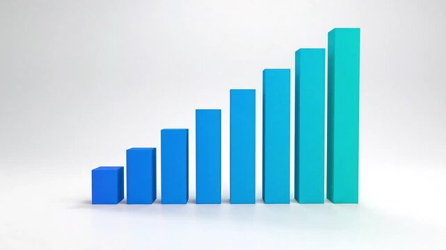 Rising Bar Chart Infographic Showing Sequential Growth and Business Success Progress.