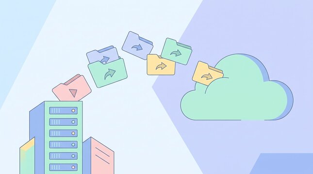 Server to cloud file transfer vector illustration
