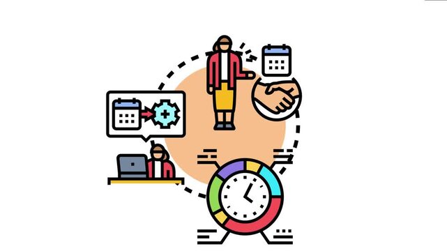 Business employees managing and planning accessible work schedules and rosters, demonstrating efficient time allocation, fair distribution of shifts, and collaborative scheduling processes