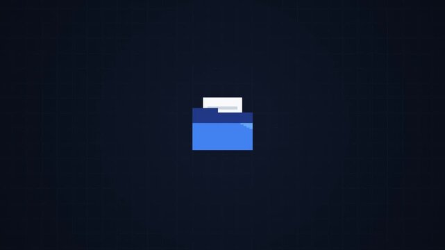 Delete icon and file management with blue folder on dark background