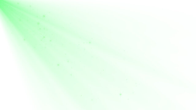 Green Light Rays with Glitter Stars Dust on transparent background,png Glowing Particle Beam, Technology & Sicence and New year Stream Social Media design element