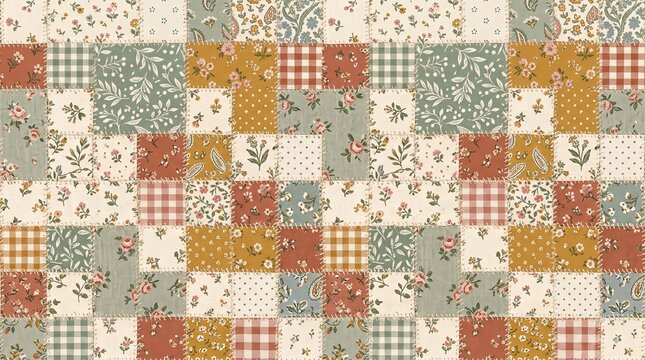 Vintage Patchwork Floral Seamless Pattern