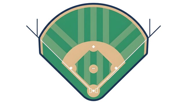 Illustration of a classic baseball diamond and stadium field layout viewed from above