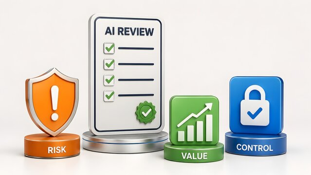 AI Review Process Balancing Potential Risks, Maximizing Business Value, and Ensuring Robust Control for Successful Implementation and Governance.