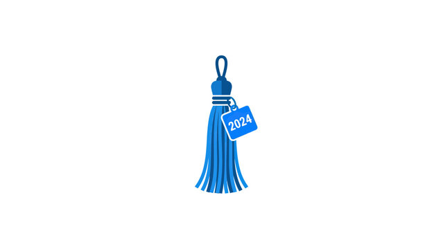 Blue Graduation Tassel With 2024 Year Charm