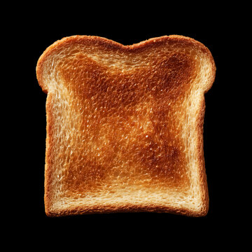 A toasted bread slice isolated on a black background with clipping path, representing the concept of breakfast simplicity