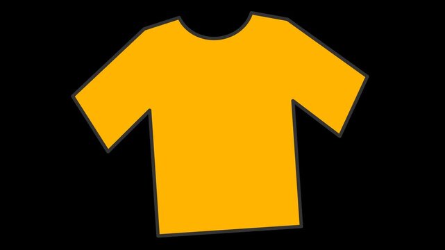 Seamless loop animation of a swaying orange t-shirt. Minimalist flat style icon graphic element isolated on transparent alpha channel background for casual fashion apparel project assets.