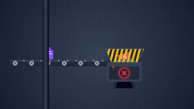 Delete icon on a conveyor belt moving files into disposal
