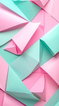 Geometric abstract design with pink and teal.