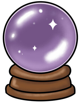 An illustration featuring a purple magic orb designed for Halloween decoration.