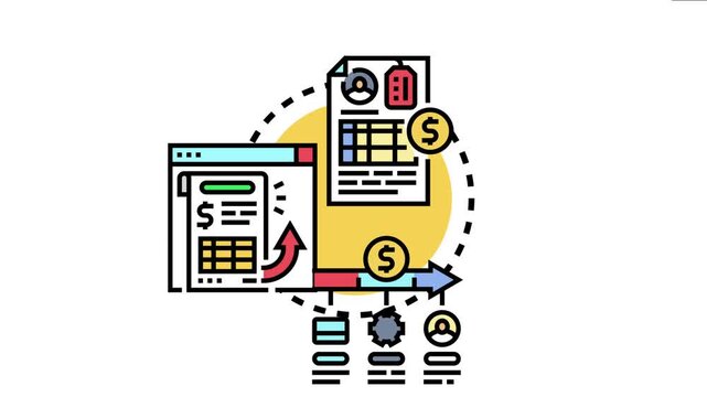 Accounts payable invoice concept the flow of financial documents from an accounting system to payment processing, managing expenses and liabilities
