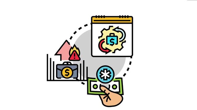 Managing accounts receivable and expenses, representing financial operations, business accounting, and economic planning through cyclical processes and tracking of costs and income
