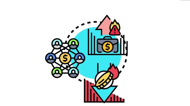 Illustration depicting accumulated revenue with increasing financial assets, managing deferred liabilities, and addressing potential business risks in a dynamic market environment
