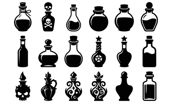 Assorted vintage perfume bottles collection illustration