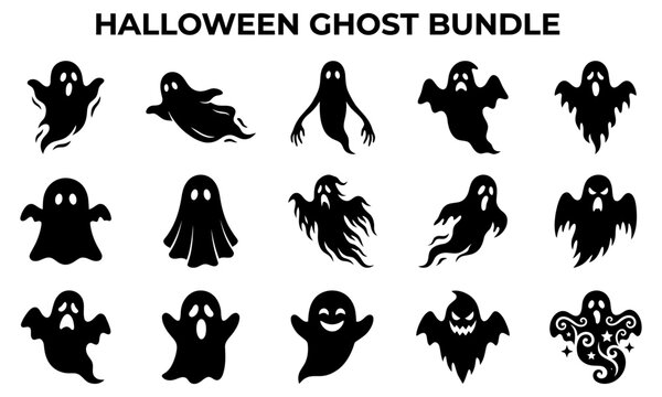 Halloween ghost bundle with spooky faces