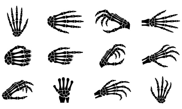 Black and white hand gesture icons set
