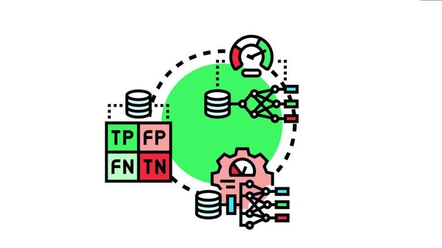 Accuracy concept icon data analysis. Machine learning algorithms. Model evaluation. True positive. False positive. True negative. And false negative metrics for quality assessment