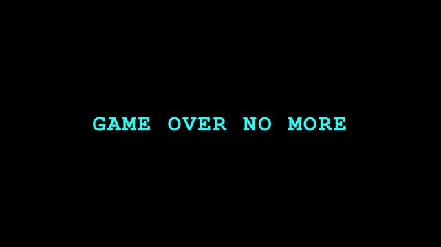 Game over no more neon text animation on 4k black background, for gaming and, digital concept, digital gaming culture