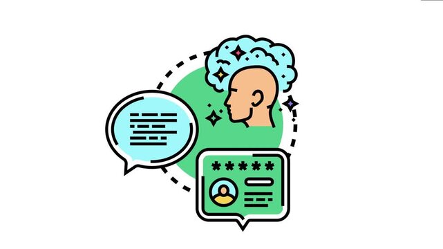 Head thinking about accurate quotation marks for expressing ideas, quotes, or providing feedback and reviews