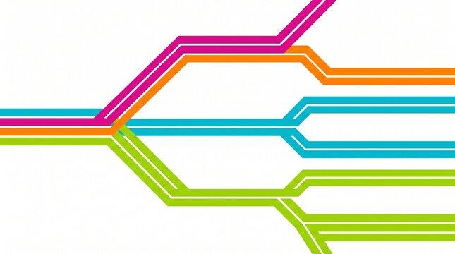 Colorful geometric branching ribbons infographic element on white background