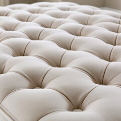 Obraz premium Close-up of a luxurious cream tufted upholstered furniture surface, emphasizing texture and detail