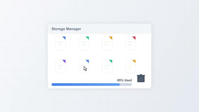 Using the delete icon within a storage manager interface screen