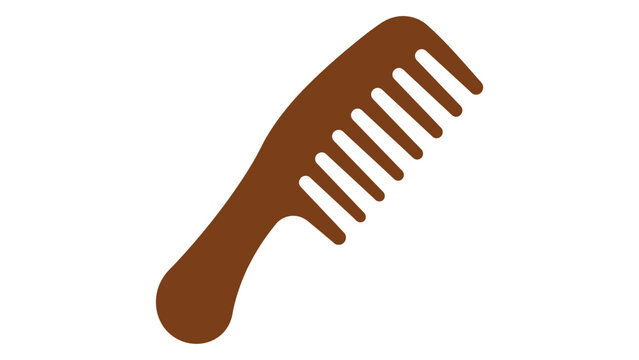Flat Brown Hair Comb Icon