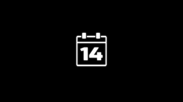 Animated calendar page icon for 14 day.Calender simple icon animation date change time month. 4k motion video animation.event planning and appointment concept.
