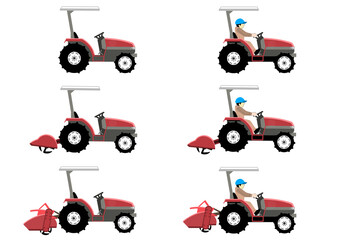 Tractor set、トラクター白バック © おだか