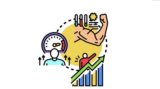 Vector depicting the process of acquiring new skills, personal improvement, and career development, symbolizing continuous learning and boosting professional competence