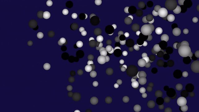 Abstract silver particles floating in a dark blue futuristic space