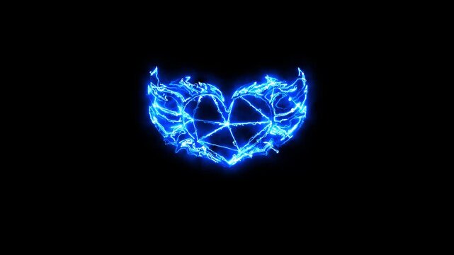 Glowing blue fire heart shape with pentagram symbol