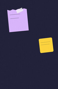 Purple sticky note with yellow sticky note silhouette
