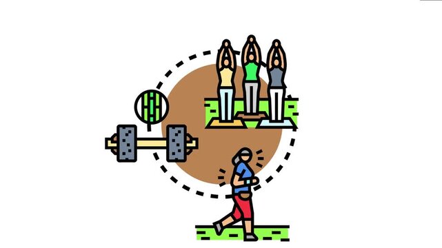 People engaging in various physical activities, including yoga, running, and weight training, symbolizing a healthy journey and overall well being