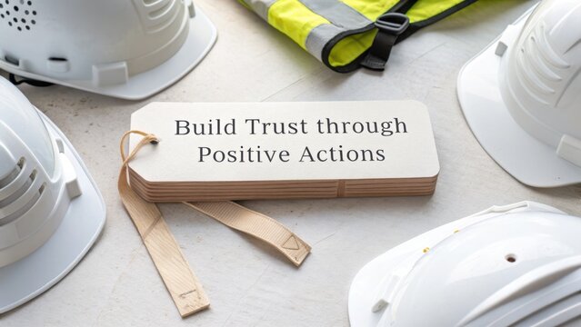 Wooden Tag with 'Build Trust through Positive Actions' Quote