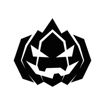 Geometric black jack-o'-lantern silhouette pumpkin icon